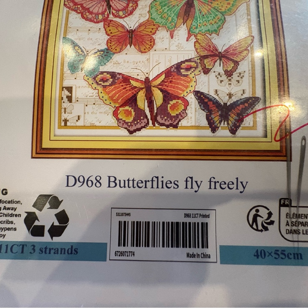 Joy Sunday Complete Cross stitch Kit #D968 Butterflies Fly Freely New